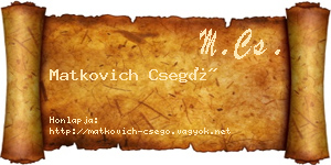 Matkovich Csegő névjegykártya